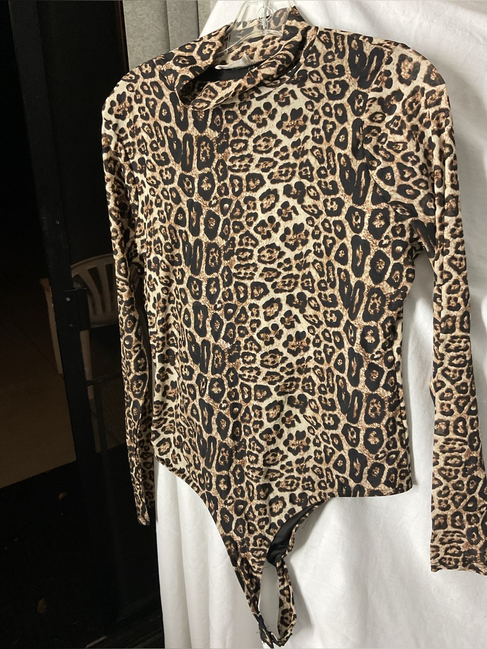 Leopard Print Long Sleeve Bodysuit - Tan & Black
